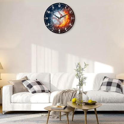 Clocks for Living Room,Lemon Wall Clock Battery Operated 10 Inch,Tropical Fruit Leaves Round Clock Silent Non-Ticking Wall Decor for Farmhouse Office Home School Living Room Bedroom