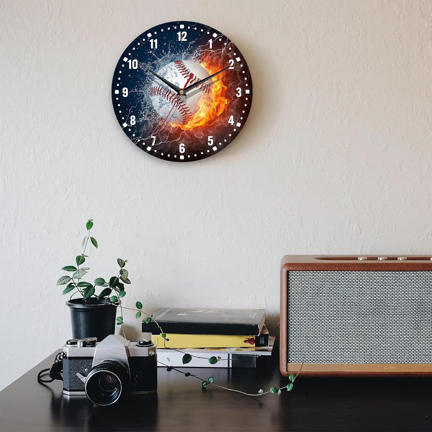 Clocks for Living Room,Lemon Wall Clock Battery Operated 10 Inch,Tropical Fruit Leaves Round Clock Silent Non-Ticking Wall Decor for Farmhouse Office Home School Living Room Bedroom