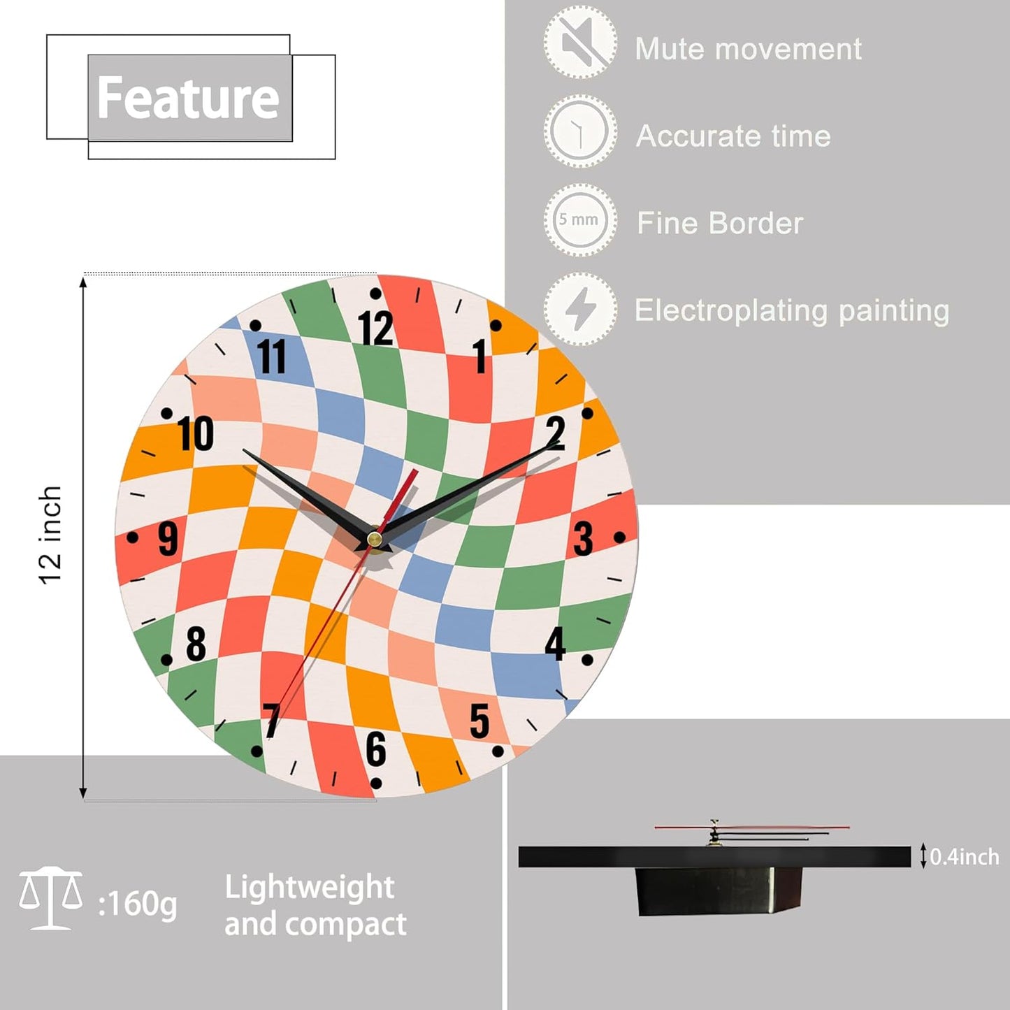 Clocks for Living Room,Lemon Wall Clock Battery Operated 10 Inch,Tropical Fruit Leaves Round Clock Silent Non-Ticking Wall Decor for Farmhouse Office Home School Living Room Bedroom