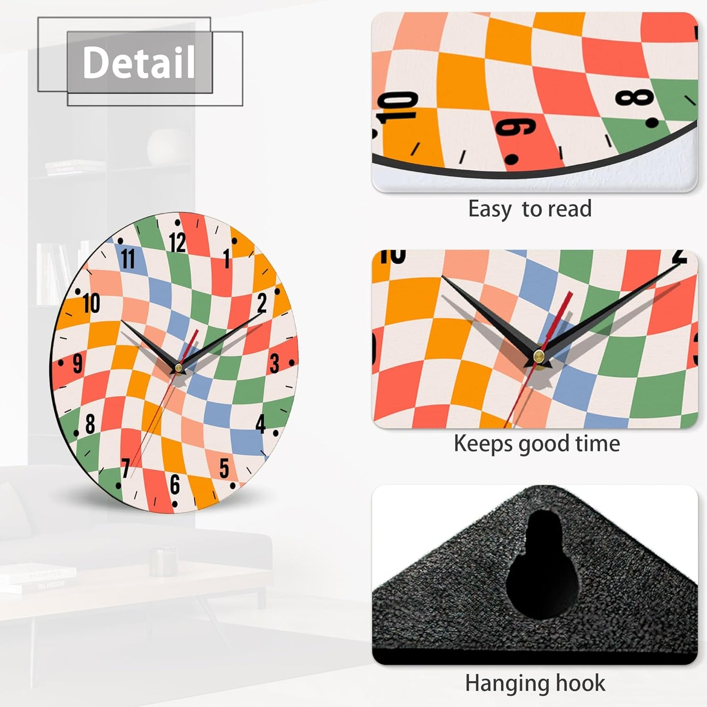 Clocks for Living Room,Lemon Wall Clock Battery Operated 10 Inch,Tropical Fruit Leaves Round Clock Silent Non-Ticking Wall Decor for Farmhouse Office Home School Living Room Bedroom