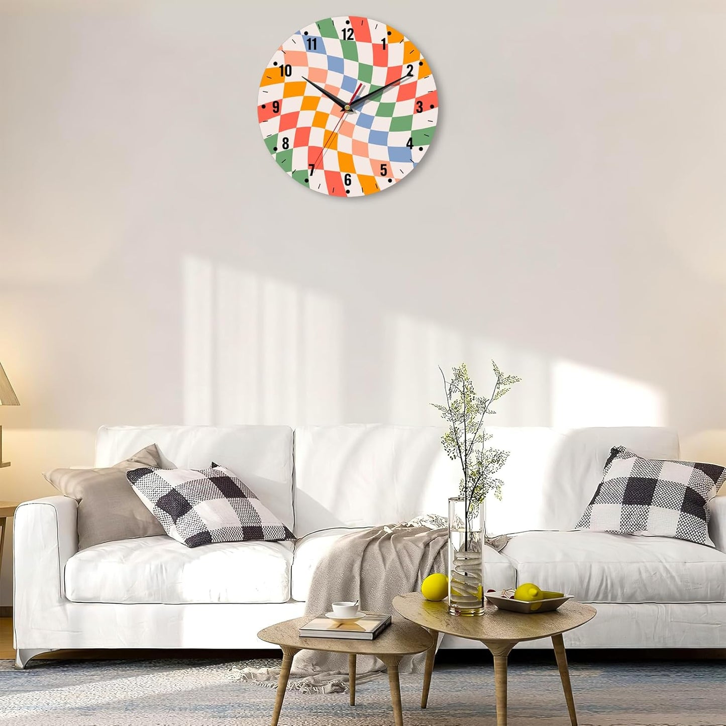 Clocks for Living Room,Lemon Wall Clock Battery Operated 10 Inch,Tropical Fruit Leaves Round Clock Silent Non-Ticking Wall Decor for Farmhouse Office Home School Living Room Bedroom