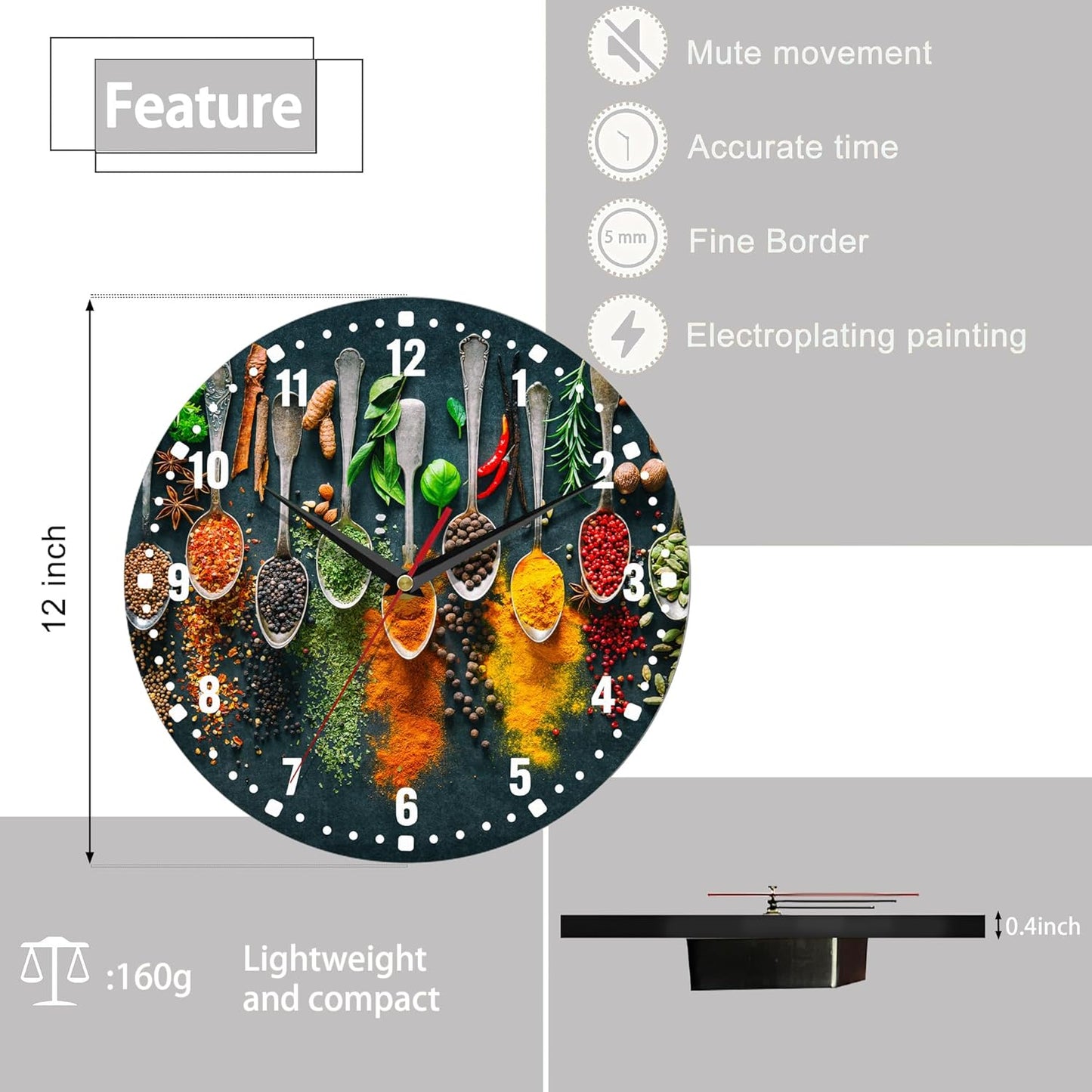 Clocks for Living Room,Lemon Wall Clock Battery Operated 10 Inch,Tropical Fruit Leaves Round Clock Silent Non-Ticking Wall Decor for Farmhouse Office Home School Living Room Bedroom