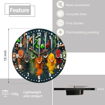 Clocks for Living Room,Lemon Wall Clock Battery Operated 10 Inch,Tropical Fruit Leaves Round Clock Silent Non-Ticking Wall Decor for Farmhouse Office Home School Living Room Bedroom