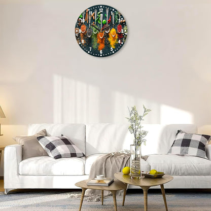 Clocks for Living Room,Lemon Wall Clock Battery Operated 10 Inch,Tropical Fruit Leaves Round Clock Silent Non-Ticking Wall Decor for Farmhouse Office Home School Living Room Bedroom