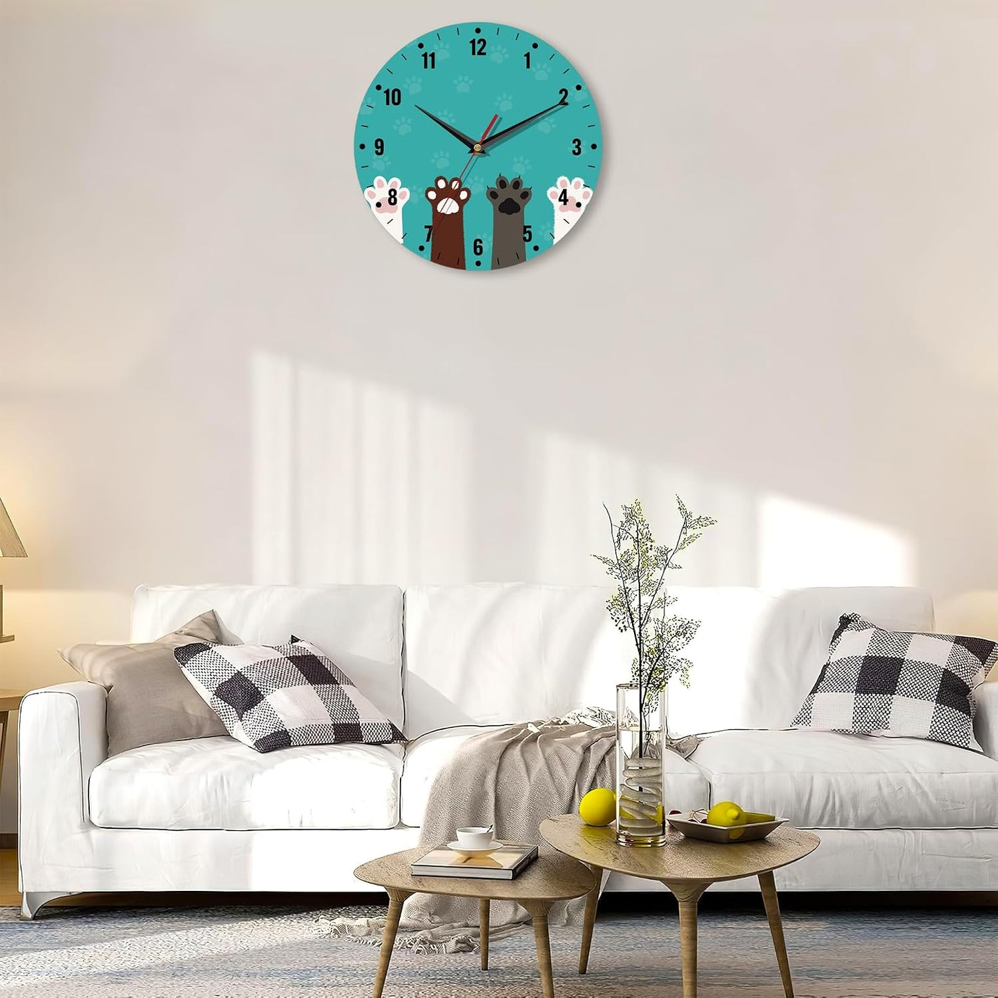 Clocks for Living Room,Lemon Wall Clock Battery Operated 10 Inch,Tropical Fruit Leaves Round Clock Silent Non-Ticking Wall Decor for Farmhouse Office Home School Living Room Bedroom