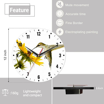 Clocks for Living Room,Lemon Wall Clock Battery Operated 10 Inch,Tropical Fruit Leaves Round Clock Silent Non-Ticking Wall Decor for Farmhouse Office Home School Living Room Bedroom