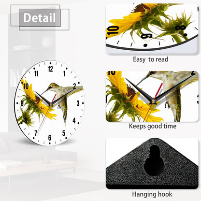 Clocks for Living Room,Lemon Wall Clock Battery Operated 10 Inch,Tropical Fruit Leaves Round Clock Silent Non-Ticking Wall Decor for Farmhouse Office Home School Living Room Bedroom