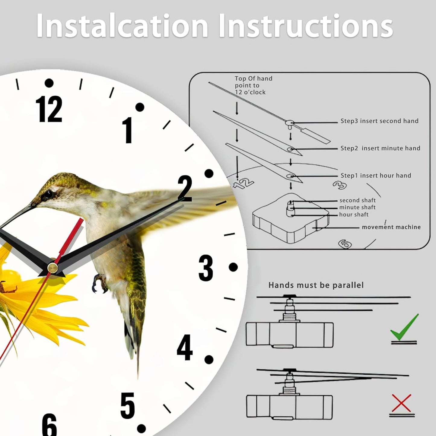 Clocks for Living Room,Lemon Wall Clock Battery Operated 10 Inch,Tropical Fruit Leaves Round Clock Silent Non-Ticking Wall Decor for Farmhouse Office Home School Living Room Bedroom