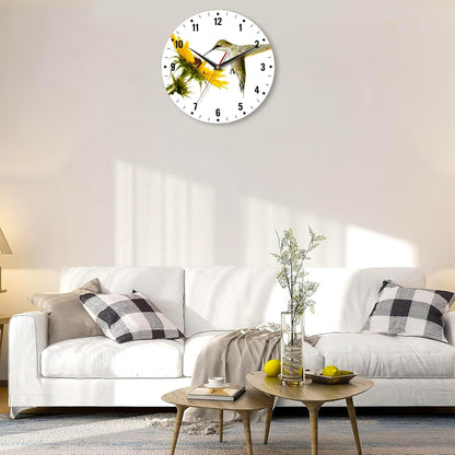 Clocks for Living Room,Lemon Wall Clock Battery Operated 10 Inch,Tropical Fruit Leaves Round Clock Silent Non-Ticking Wall Decor for Farmhouse Office Home School Living Room Bedroom