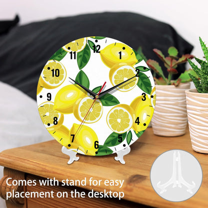 Clocks for Living Room,Lemon Wall Clock Battery Operated 10 Inch,Tropical Fruit Leaves Round Clock Silent Non-Ticking Wall Decor for Farmhouse Office Home School Living Room Bedroom