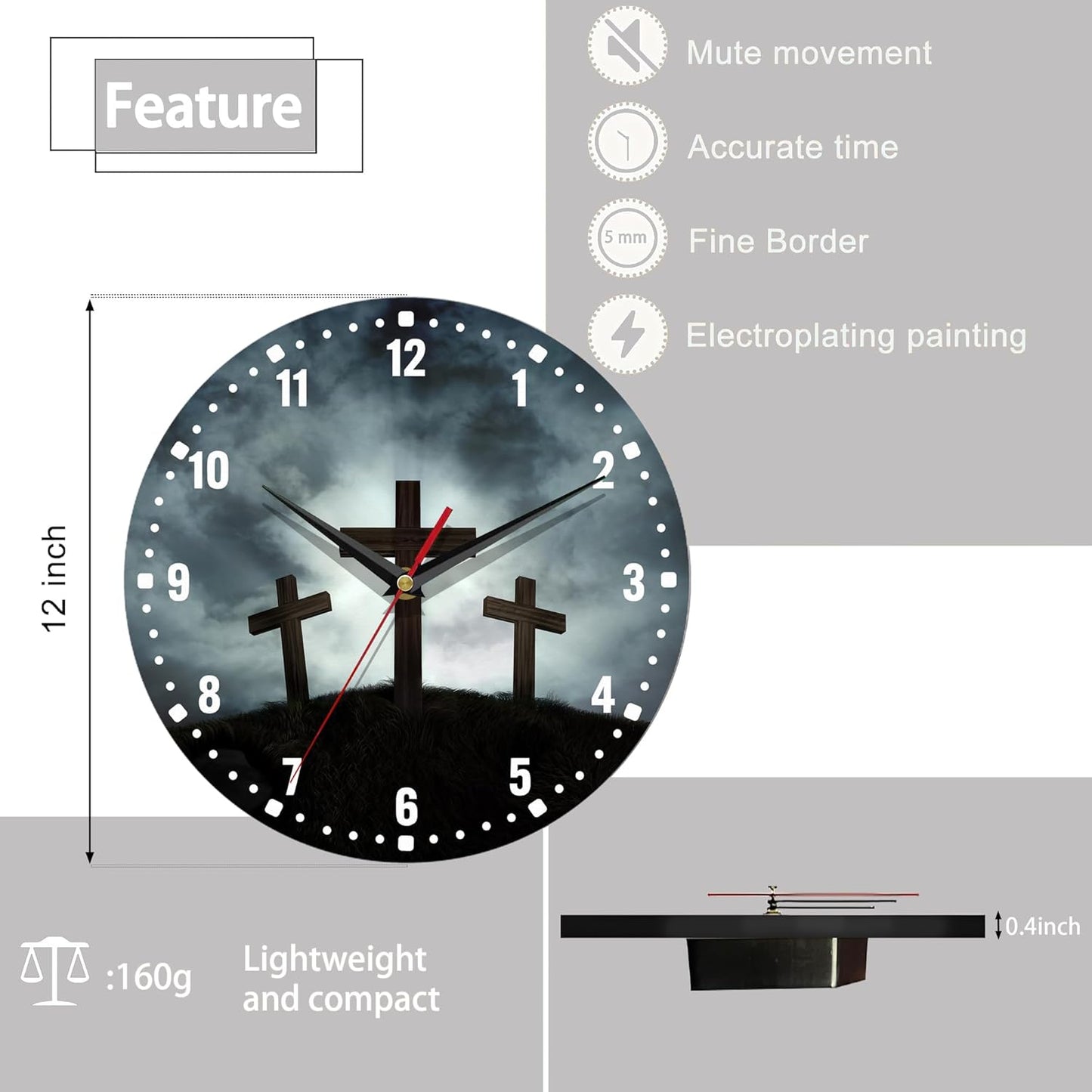 Clocks for Living Room,Lemon Wall Clock Battery Operated 10 Inch,Tropical Fruit Leaves Round Clock Silent Non-Ticking Wall Decor for Farmhouse Office Home School Living Room Bedroom