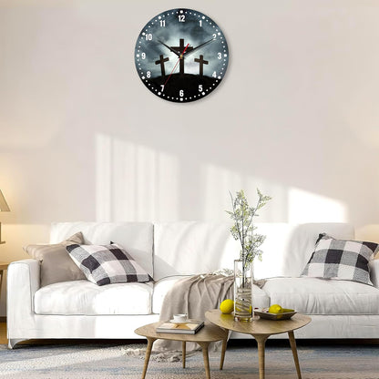 Clocks for Living Room,Lemon Wall Clock Battery Operated 10 Inch,Tropical Fruit Leaves Round Clock Silent Non-Ticking Wall Decor for Farmhouse Office Home School Living Room Bedroom