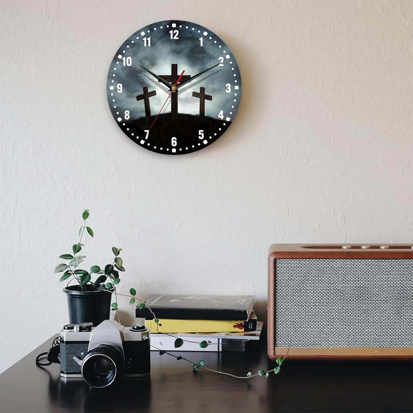 Clocks for Living Room,Lemon Wall Clock Battery Operated 10 Inch,Tropical Fruit Leaves Round Clock Silent Non-Ticking Wall Decor for Farmhouse Office Home School Living Room Bedroom