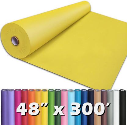 Lemon Yellow Kraft Paper Roll 48" x 3,600" (300') for Gift Wrapping Bouquet Flower Art Painting Craft Writing Packaging Shipping 80GSM 55LB (Lemon Yellow, 48" x 300')