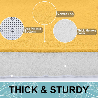 Memory Foam Toilet Rugs U-Shaped 24x20, Extra Soft Absorbent Non-Slip Contour Bathroom Rugs, Machine Washable Bath Mats for Toilet, Yellow