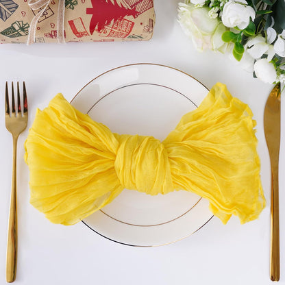 6pcs Cheesecloth Napkins 20 x 20 Inch Boho Dinner Napkins Wrinkled Rustic Linen Table Decorative Cloth Napkins for Wedding Party Baby Shower Family Everyday Use (Lemon Yellow)