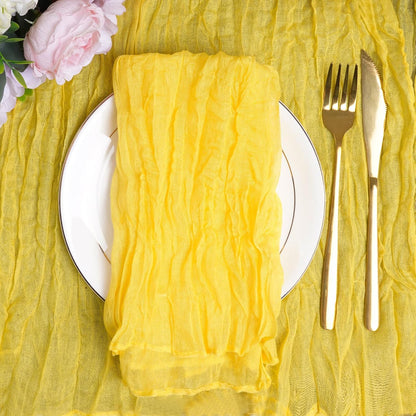 6pcs Cheesecloth Napkins 20 x 20 Inch Boho Dinner Napkins Wrinkled Rustic Linen Table Decorative Cloth Napkins for Wedding Party Baby Shower Family Everyday Use (Lemon Yellow)