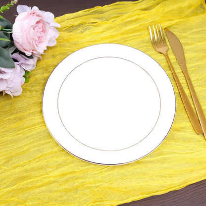 6pcs Cheesecloth Napkins 20 x 20 Inch Boho Dinner Napkins Wrinkled Rustic Linen Table Decorative Cloth Napkins for Wedding Party Baby Shower Family Everyday Use (Lemon Yellow)