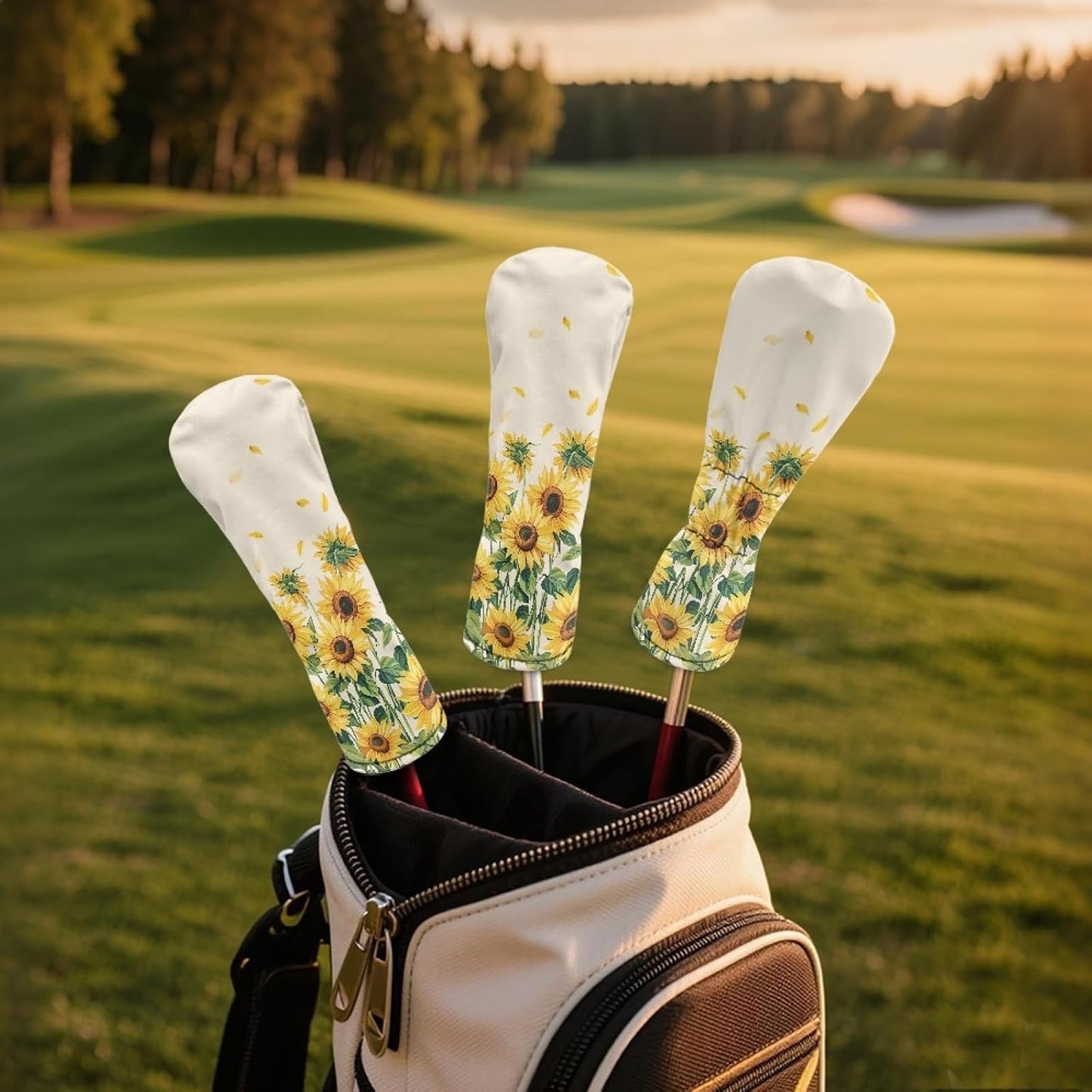 Golf Club Head Cover Waterproof PU Leather Driver Fairway Wood Hybrid Head Cover for Women Men