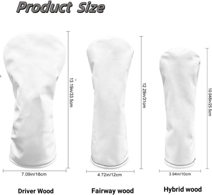 Golf Club Head Cover Waterproof PU Leather Driver Fairway Wood Hybrid Head Cover for Women Men