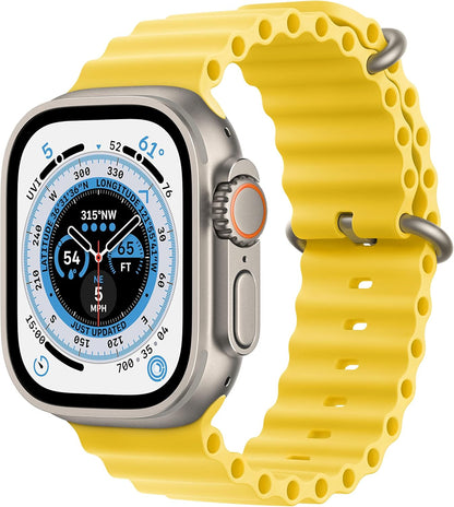 Apple Watch Ultra [GPS + Cellular 49mm] Titanium Case with Yellow Ocean Band, One Size (Renewed)