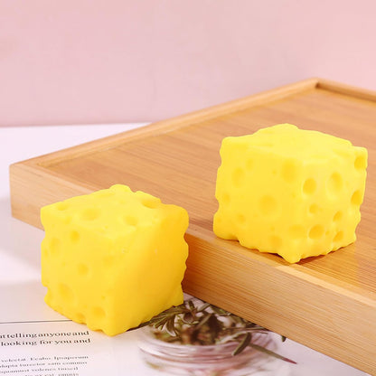Yellow Cheese Squeeze Toy,Soft Novelty Toy, Rebounding Sensory,Help for Relax,Focus, Sensory Cheese for & Adults, Food Theme Cheese Cubes Squishy Toys,Stress Balls for Adults