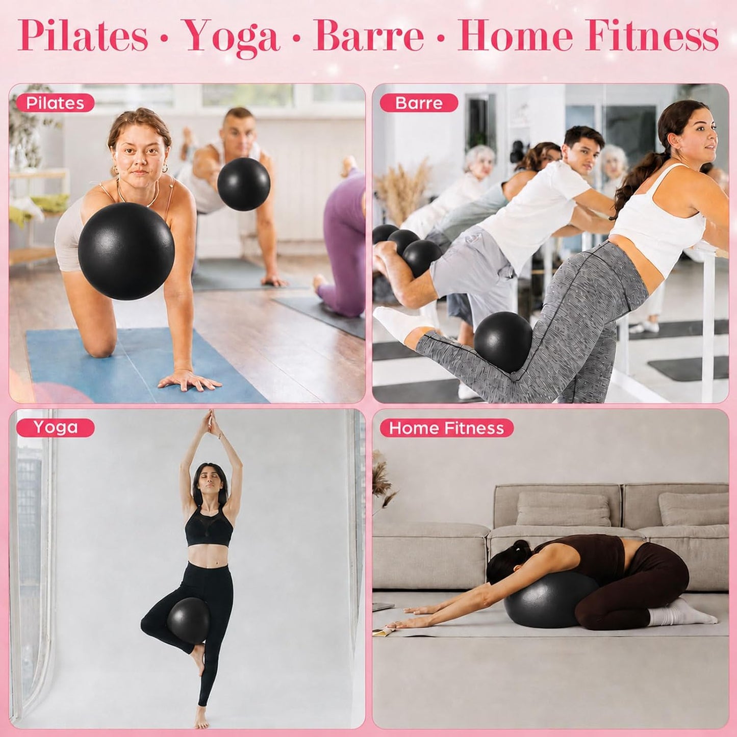 1 pcs Small Exercise Ball Mini Pilates Ball 9 Inch Anti Burst Yoga Ball for Stability, Workout, Barre, Core Strength, Physical Therapy, Balance, Stretching at Home Gym Class