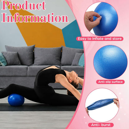 1 pcs Small Exercise Ball Mini Pilates Ball 9 Inch Anti Burst Yoga Ball for Stability, Workout, Barre, Core Strength, Physical Therapy, Balance, Stretching at Home Gym Class