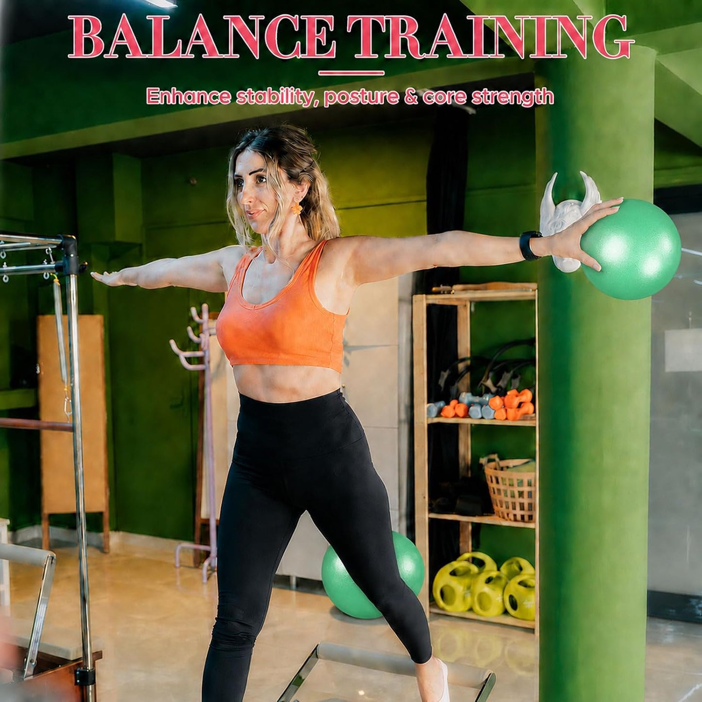 1 pcs Small Exercise Ball Mini Pilates Ball 9 Inch Anti Burst Yoga Ball for Stability, Workout, Barre, Core Strength, Physical Therapy, Balance, Stretching at Home Gym Class