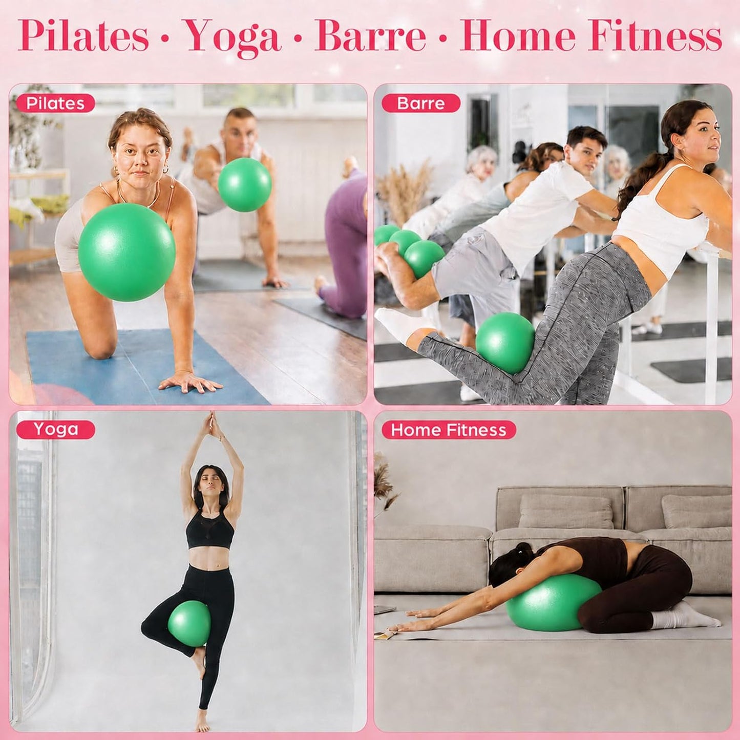 1 pcs Small Exercise Ball Mini Pilates Ball 9 Inch Anti Burst Yoga Ball for Stability, Workout, Barre, Core Strength, Physical Therapy, Balance, Stretching at Home Gym Class