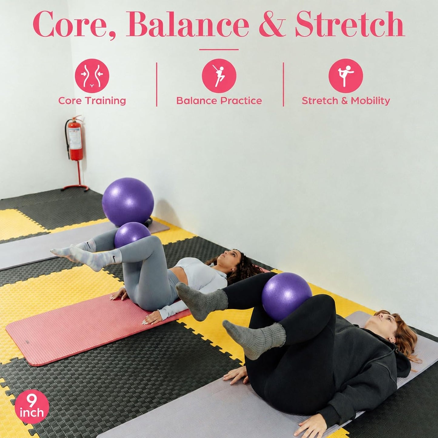 1 pcs Small Exercise Ball Mini Pilates Ball 9 Inch Anti Burst Yoga Ball for Stability, Workout, Barre, Core Strength, Physical Therapy, Balance, Stretching at Home Gym Class