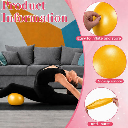 1 pcs Small Exercise Ball Mini Pilates Ball 9 Inch Anti Burst Yoga Ball for Stability, Workout, Barre, Core Strength, Physical Therapy, Balance, Stretching at Home Gym Class