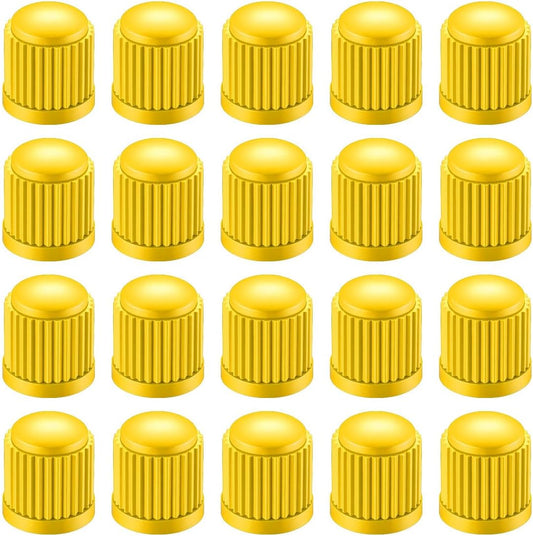 20PCS Car Tire Valve Stem Caps, Plastic Auto Wheel Stem Cover with O Rubber Seal, Vehicle Tire Valve Dust Cap, Universal Automotive Accessories for SUV, Truck, Motorcycle, Bicycle (Yellow)