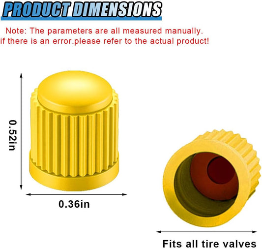 20PCS Car Tire Valve Stem Caps, Plastic Auto Wheel Stem Cover with O Rubber Seal, Vehicle Tire Valve Dust Cap, Universal Automotive Accessories for SUV, Truck, Motorcycle, Bicycle (Yellow)