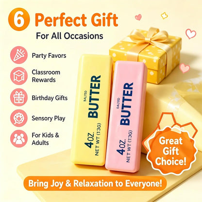 2PCS Butter Stick Squishy Toys, Soft Slow Rising Squeeze Fidget Toys, Stress Relief Squishies for Office Desk, Party Favors, Birthday Gifts for Kids & Adults (Yellow & Pink)
