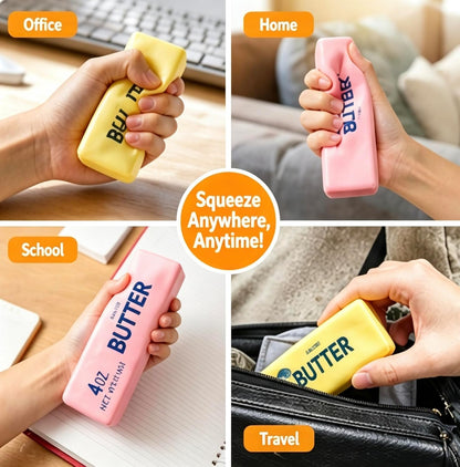 2PCS Butter Stick Squishy Toys, Soft Slow Rising Squeeze Fidget Toys, Stress Relief Squishies for Office Desk, Party Favors, Birthday Gifts for Kids & Adults (Yellow & Pink)