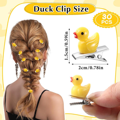 30 Pcs Mini Resin Hair Clips Cute Hairpin for Adult Rave Hair Clips for Women Adult Easter Music Festival Holiday Party Decor(Yellow,Duck)