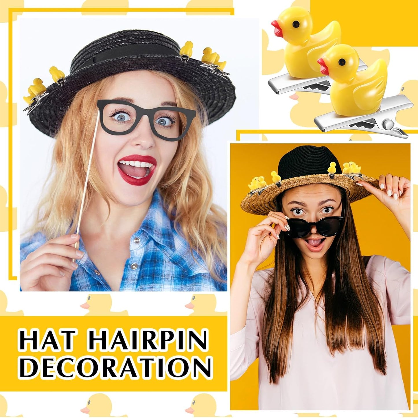 30 Pcs Mini Resin Hair Clips Cute Hairpin for Adult Rave Hair Clips for Women Adult Easter Music Festival Holiday Party Decor(Yellow,Duck)