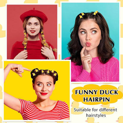 30 Pcs Mini Resin Hair Clips Cute Hairpin for Adult Rave Hair Clips for Women Adult Easter Music Festival Holiday Party Decor(Yellow,Duck)