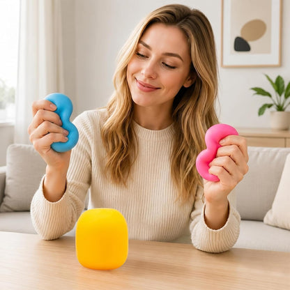 Squeeze Color Changing Squishy Soft Square Malt Sugar Filled Slow Stress Balls, Color Changing Squishy Sensory Toy, Anxiety Relief Shape Fidgets for Pull Stretch Squishy Toy (Yellow)