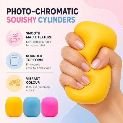 Squeeze Color Changing Squishy Soft Square Malt Sugar Filled Slow Stress Balls, Color Changing Squishy Sensory Toy, Anxiety Relief Shape Fidgets for Pull Stretch Squishy Toy (Yellow)