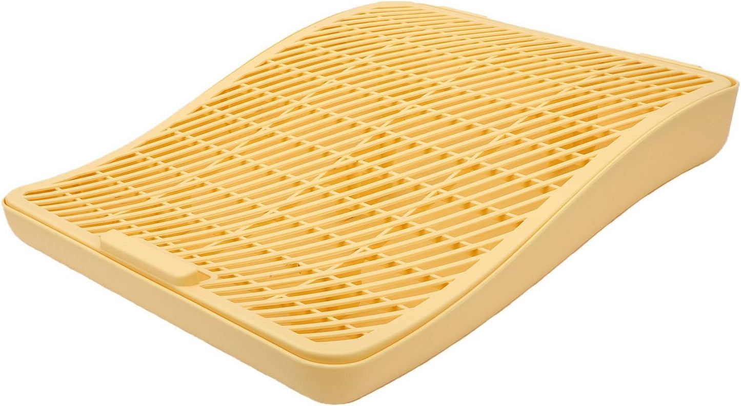 Litter Box Ramp Cat Step Stair Double Layer Plastic, Elevated Anti Splashing Catcher for Senior Kittens, Scatter Control Mat for Automatic High Sided Box (Yellow)
