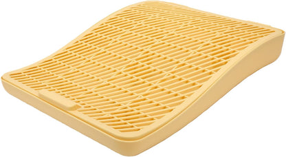 Litter Box Ramp Cat Step Stair Double Layer Plastic, Elevated Anti Splashing Catcher for Senior Kittens, Scatter Control Mat for Automatic High Sided Box (Yellow)