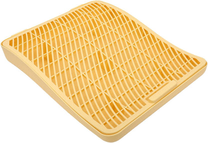 Litter Box Ramp Cat Step Stair Double Layer Plastic, Elevated Anti Splashing Catcher for Senior Kittens, Scatter Control Mat for Automatic High Sided Box (Yellow)