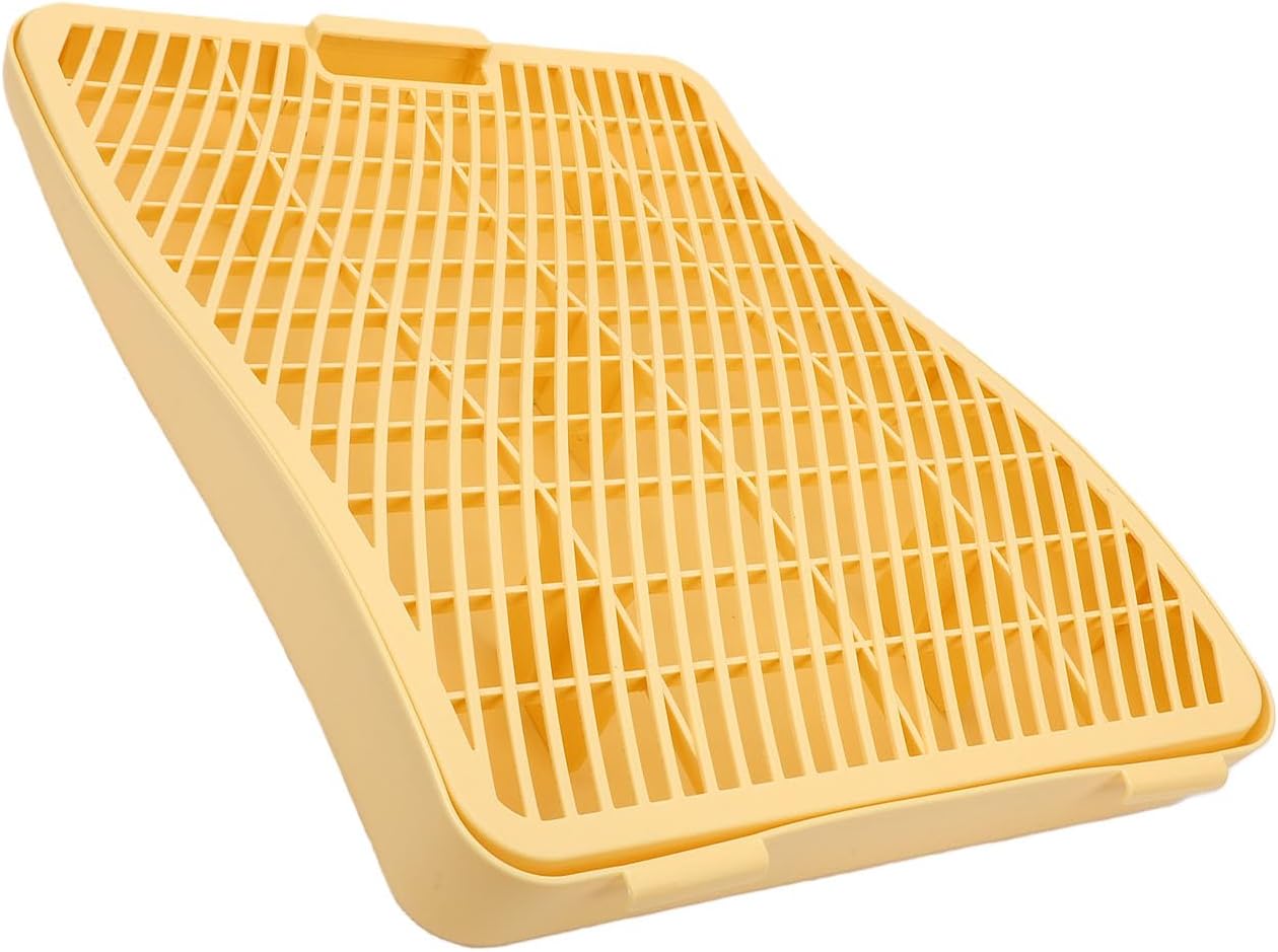 Litter Box Ramp Cat Step Stair Double Layer Plastic, Elevated Anti Splashing Catcher for Senior Kittens, Scatter Control Mat for Automatic High Sided Box (Yellow)