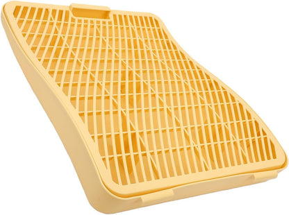 Litter Box Ramp Cat Step Stair Double Layer Plastic, Elevated Anti Splashing Catcher for Senior Kittens, Scatter Control Mat for Automatic High Sided Box (Yellow)