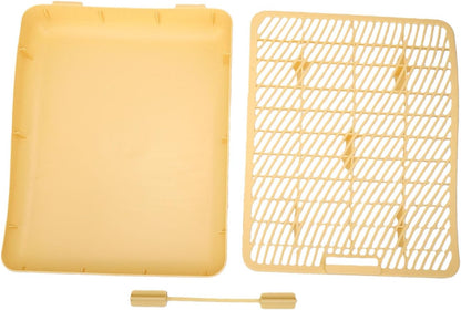 Litter Box Ramp Cat Step Stair Double Layer Plastic, Elevated Anti Splashing Catcher for Senior Kittens, Scatter Control Mat for Automatic High Sided Box (Yellow)