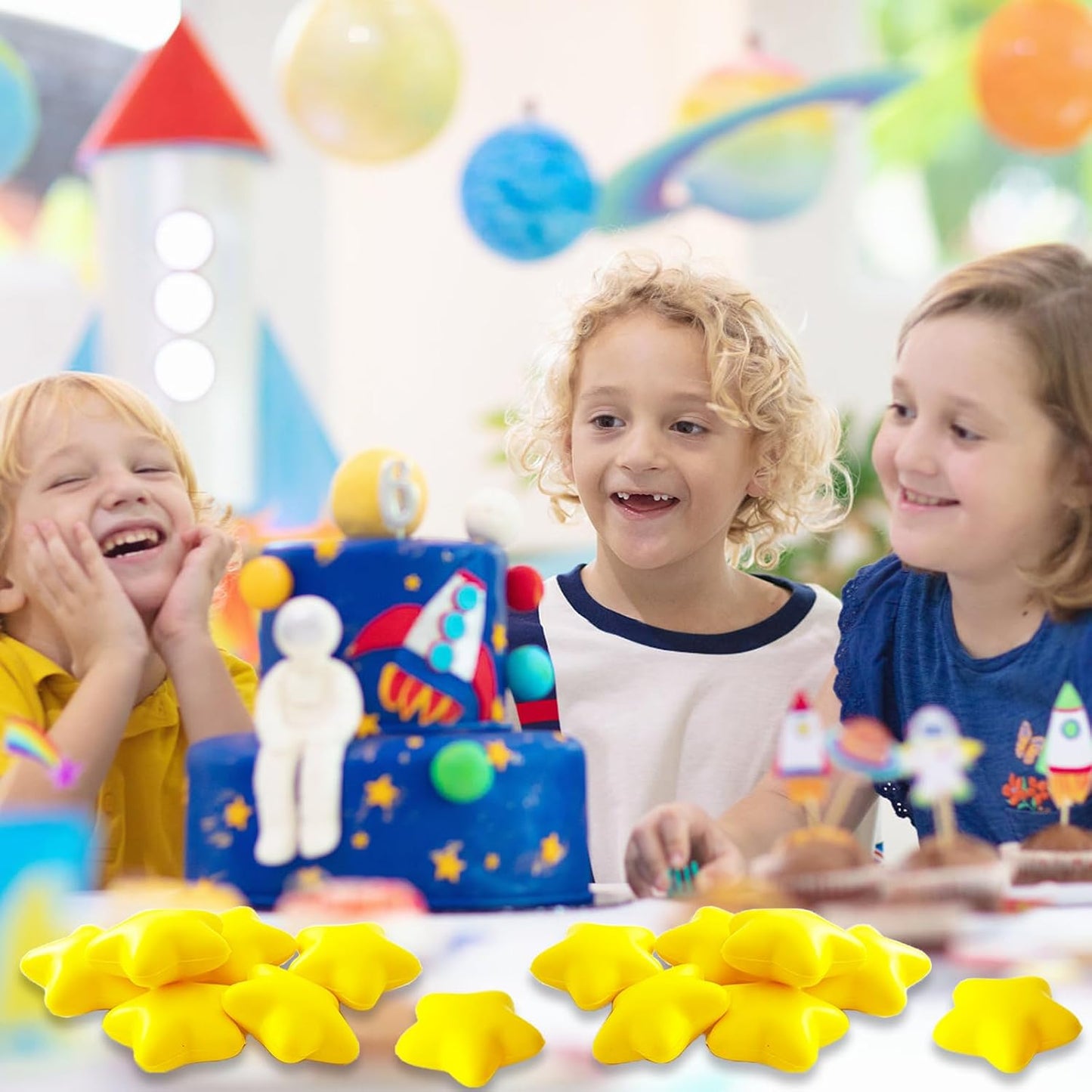 36 Pcs Star Stress Balls,2.16 Inch Mini Foam Squeeze Balls,Yellow Anxiety Relief Star Toys for Party Bag Gift Fillers Birthday Favors Classroom Prize