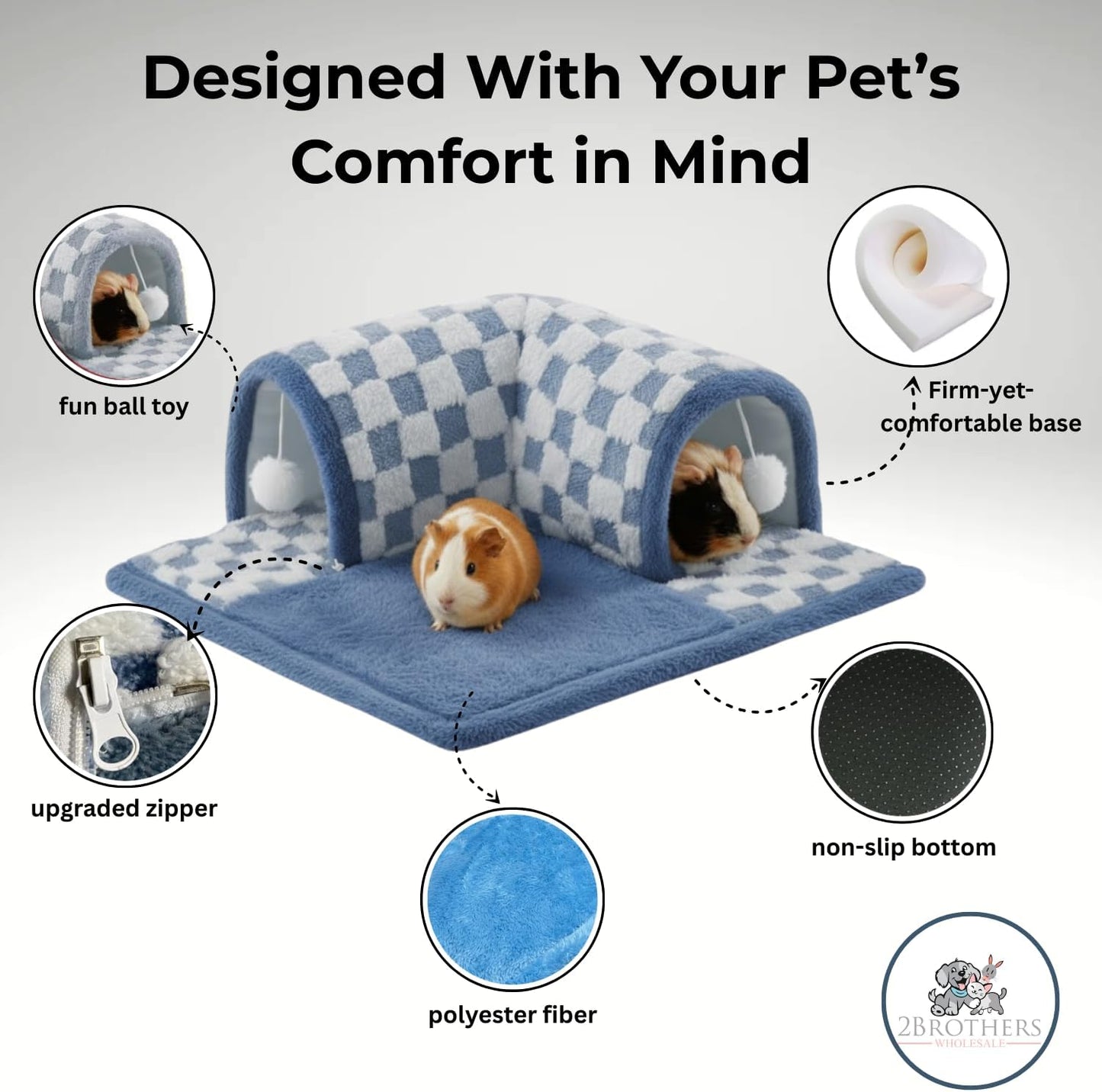 Guinea Pig Tunnel Bed – Fleece Hideout & Cozy Bed for Small Pets, Soft Washable Small Animal House and Bedding Alternative Tunnel for Guinea Pigs, Rabbits, Hamsters & Ferrets (Yellow)