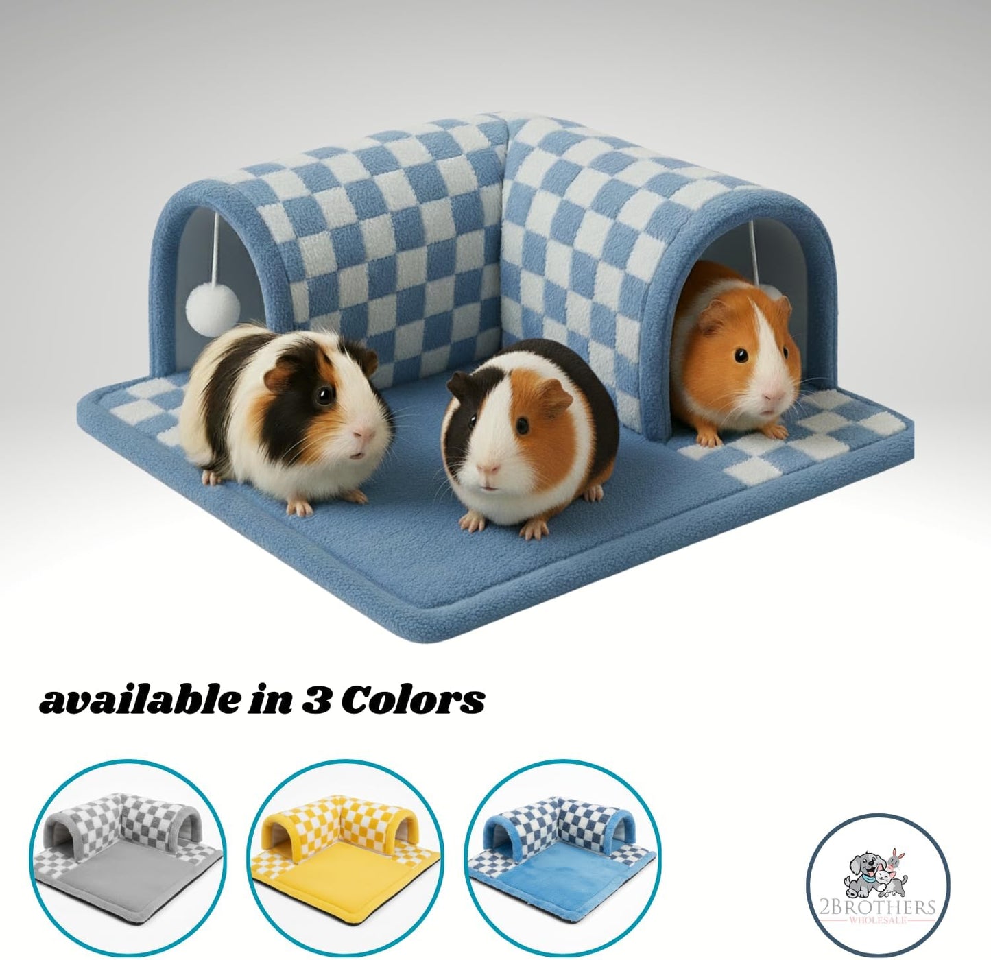 Guinea Pig Tunnel Bed – Fleece Hideout & Cozy Bed for Small Pets, Soft Washable Small Animal House and Bedding Alternative Tunnel for Guinea Pigs, Rabbits, Hamsters & Ferrets (Yellow)